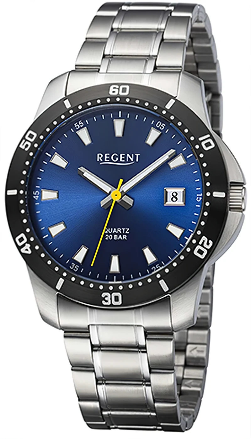 Regent BA-753 Herren Uhr • 20 Bar Taucheruhr • Dunkelblau