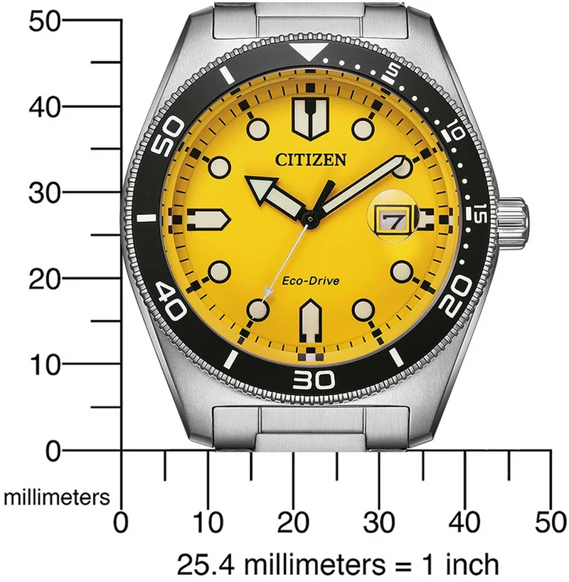 Citizen AW1760-81Z Uhr • Solar-Quarz • Gelbes Zifferblatt