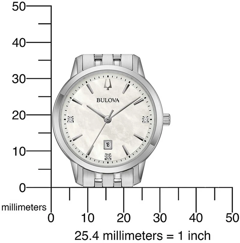 Bulova Sutton 96P233 Damenuhr • Perlmutt-Zifferblatt • 3 Echte Diamanten