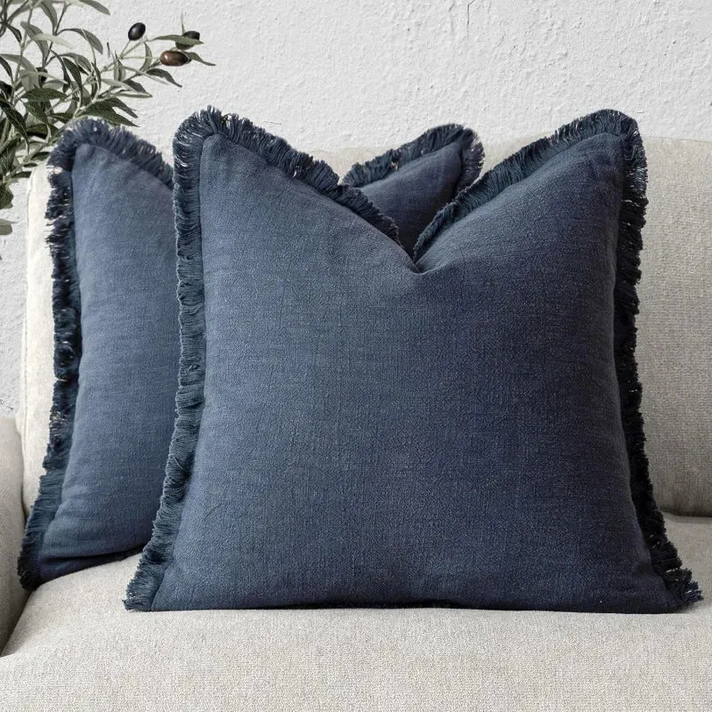 Kussenslopen Set van 2 Katoen Linnen Mix Onzichtbare Rits 45x45 cm | Decoratieve Kussenhoezen Woonkamer Slaapkamer Bank | Sansoti