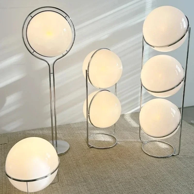 Vloerlamp Bol Wit Acryl Chroom Metaal Art Deco Design E27 LED | Sansoti