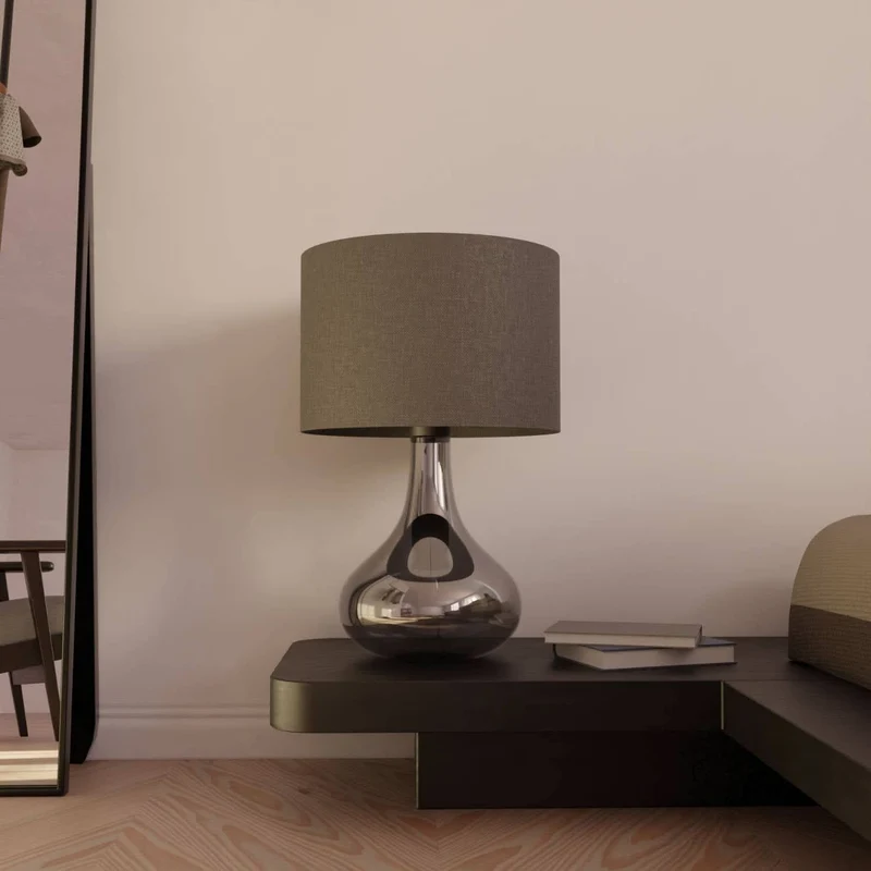 Tafellamp Up Downlight Rookglas Anthrazit E27 Modern Design 52cm | Sansoti