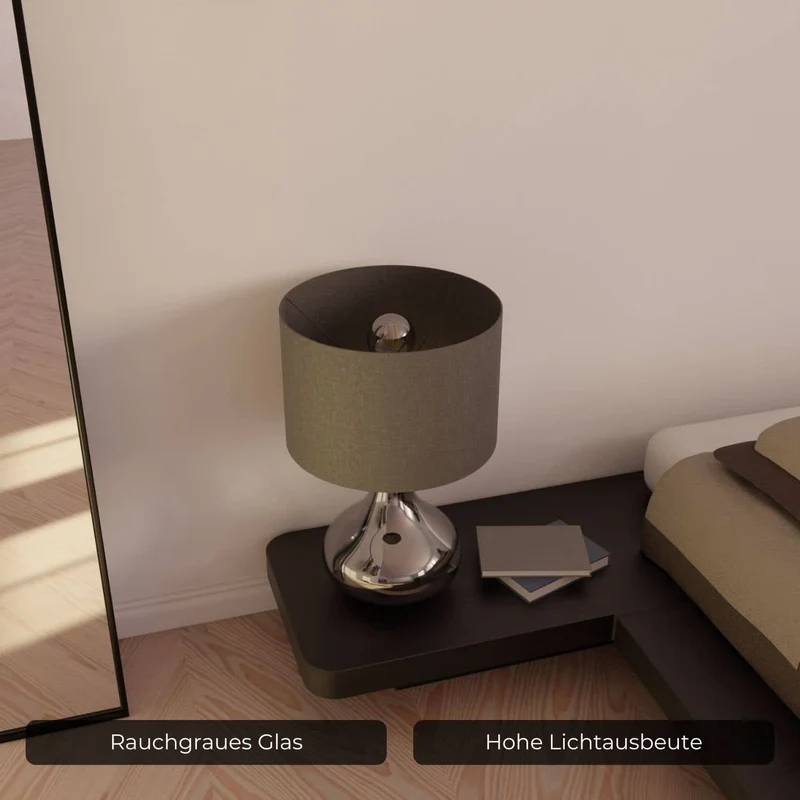 Tafellamp Up Downlight Rookglas Anthrazit E27 Modern Design 52cm | Sansoti