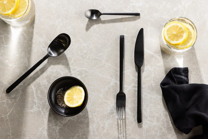 Bestekset Zwart Mat 24 Delig Rvs Modern Tafelbestek Minimalistisch | Sansoti
