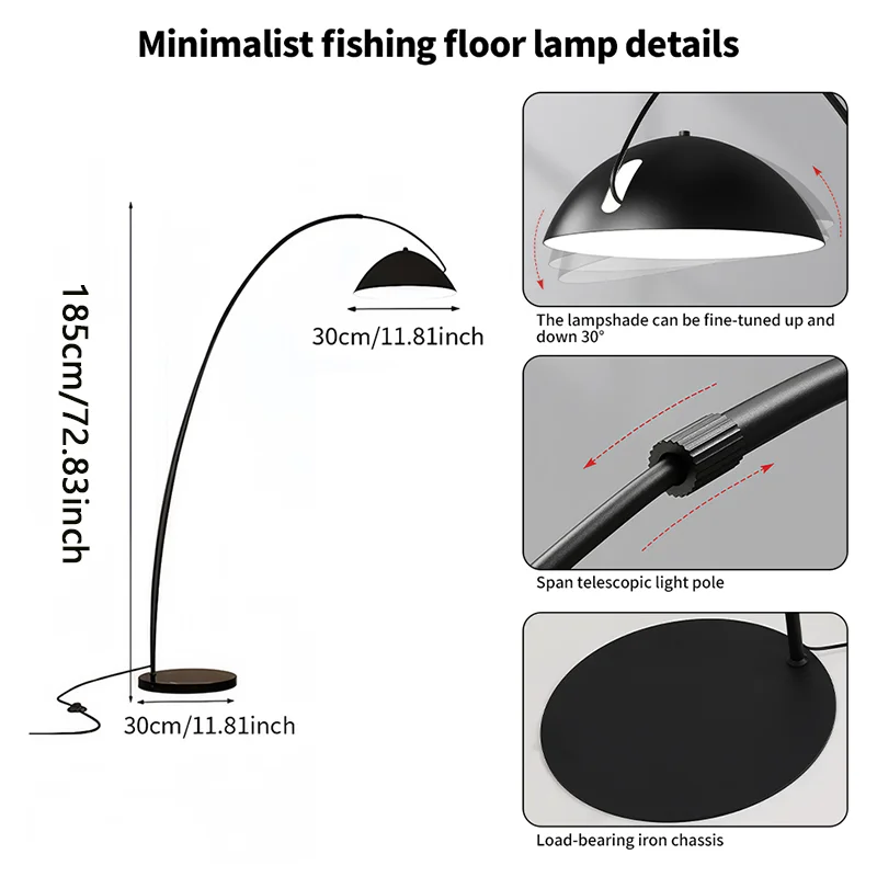 Boog Vloerlamp LED Modern 3 Lichtkleuren Dimbaar E27 Woonkamer | Sansoti