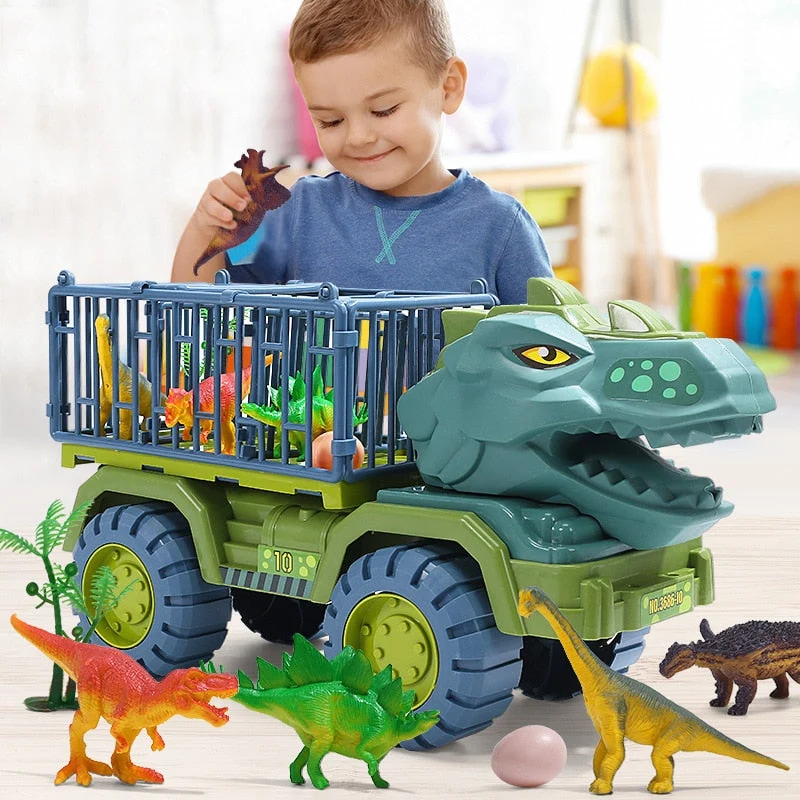 Dino Transporter Vrachtwagen Met Realistische Dino Figuren Speelset 38cm Educatief | Sansoti