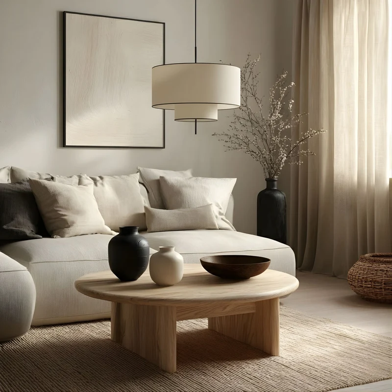 Hanglamp Cilinder Textiel Beige Dubbele Kap Modern Design | Sansoti