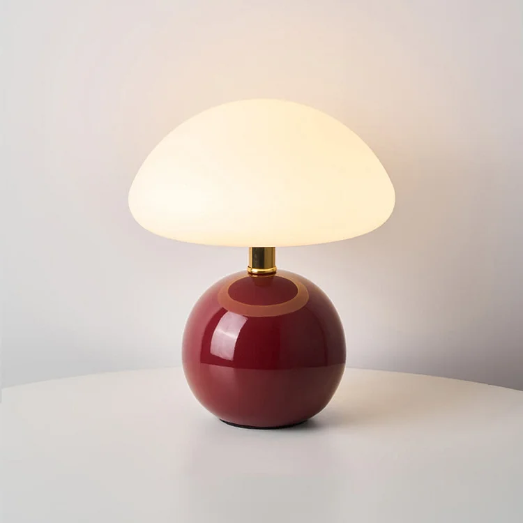 Tafellamp Paddenstoel Crème Keramiek Retro Design Dimbaar LED | Sansoti