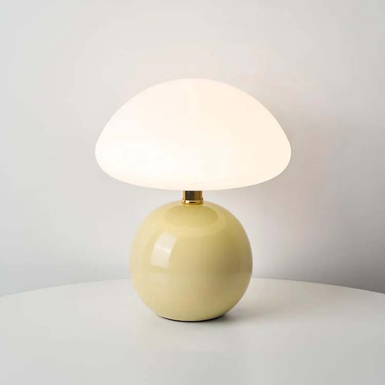 Tafellamp Paddenstoel Crème Keramiek Retro Design Dimbaar LED | Sansoti