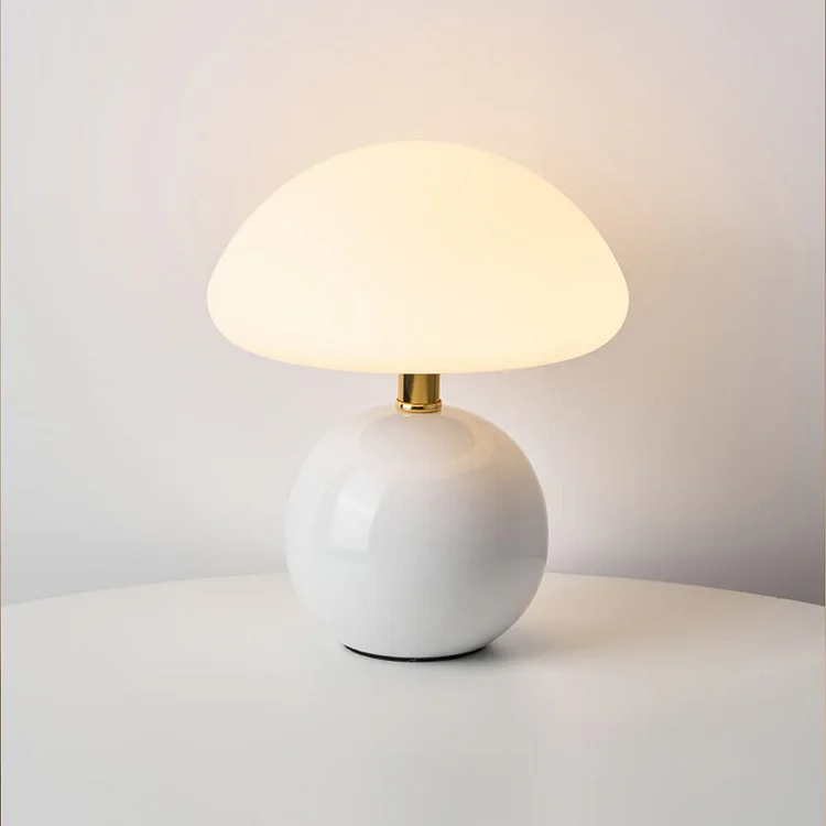Tafellamp Paddenstoel Crème Keramiek Retro Design Dimbaar LED | Sansoti