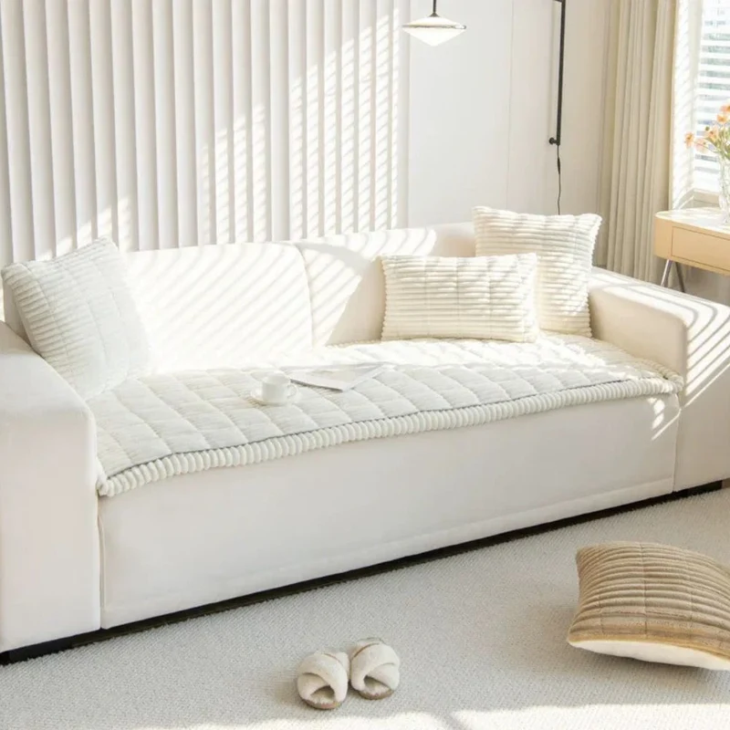 Pluche Bankhoes Polyester Antislip Gestreept Meubelbeschermer Zithoezen Bank Diverse Maten Woonkamer | Sansoti