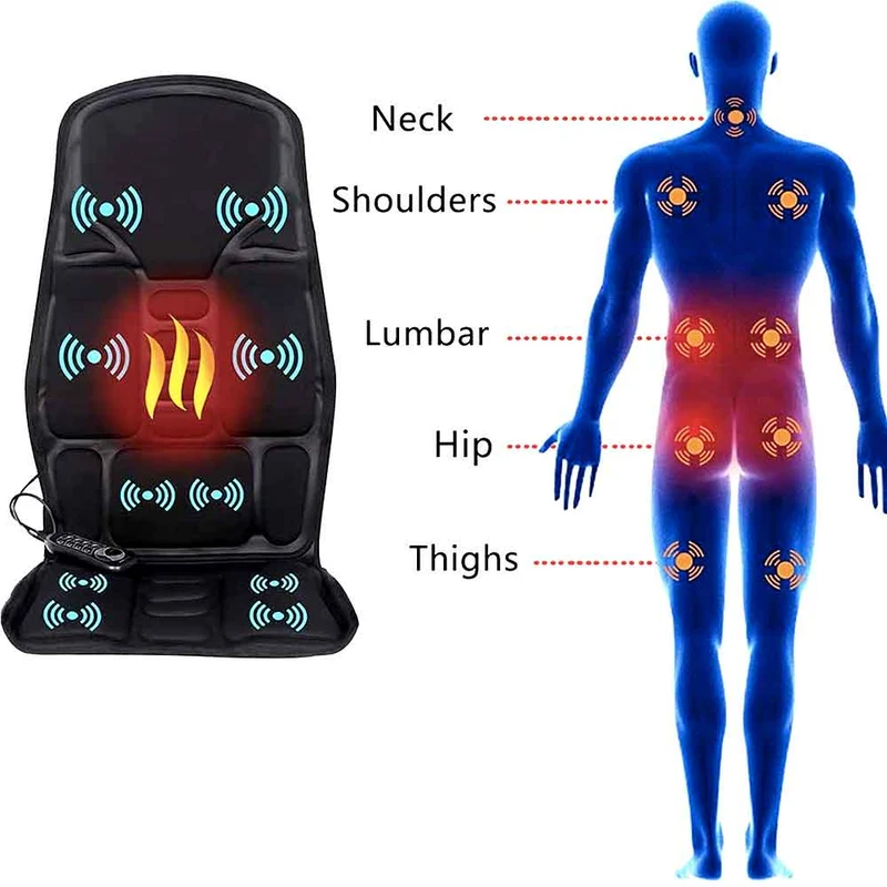 Elektrische Massagekussen met 8 Programma's Verwarmde Neksteun Shiatsu voor Stoel Auto Thuis Relaxatie | Sansoti