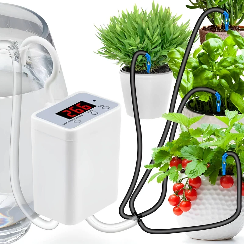 Automatische Waterpomp Timer Planten Irrigatie Systeem USB Oplaadbaar LCD Display 2-8 Potten Tuinbewatering | Sansoti