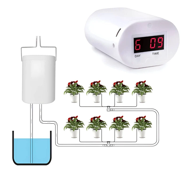 Automatische Waterpomp Timer Planten Irrigatie Systeem USB Oplaadbaar LCD Display 2-8 Potten Tuinbewatering | Sansoti