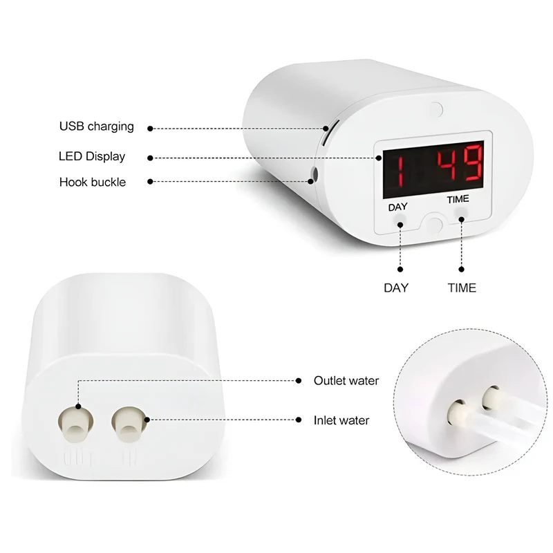 Automatische Waterpomp Timer Planten Irrigatie Systeem USB Oplaadbaar LCD Display 2-8 Potten Tuinbewatering | Sansoti