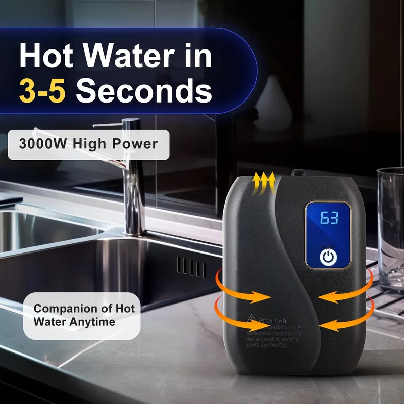 Doorstroomverwarmer Elektrisch Zonder Tank Compacte Wandmontage Verstelbare Temperatuur LED Display Energiezuinig | Sansoti
