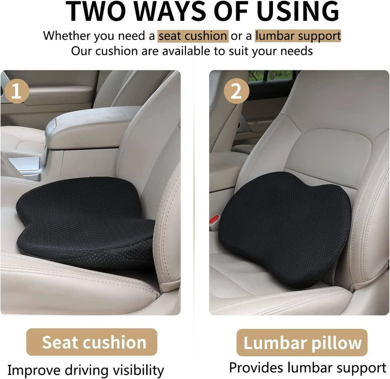 Ergonomische Zitverhoger voor Auto met Memory Foam voor Optimaal Rijcomfort Ondersteuning en Verbeterd Zicht | Sansoti