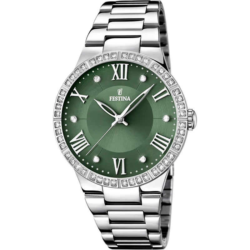 Festina F16719/5 Damenuhr Grün • Mineralglas • Quarzwerk