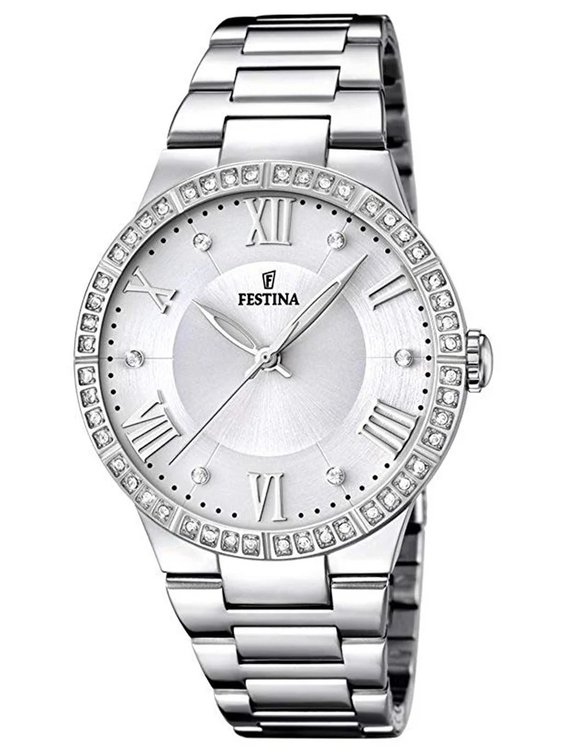Festina F16719/1 Damenuhr Weiß • Mineralglas mit Zirkonia • Stahlarmband