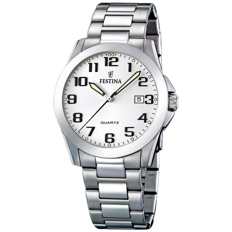 Festina Classics F16376/7 Herrenuhr Weiß • Mineralglas • Edelstahlarmband