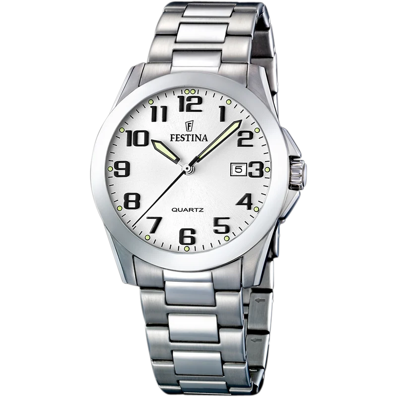 Festina Classics F16376/7 Herrenuhr Weiß • Mineralglas • Edelstahlarmband