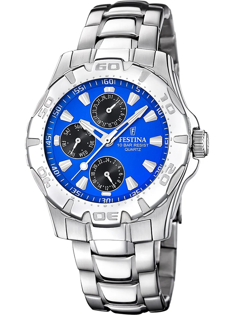 Festina Multifunction F16242/J Herrenuhr Schwarz-Blau • Multifunktions-Quarzwerk • Edelstahlgehäuse und -armband