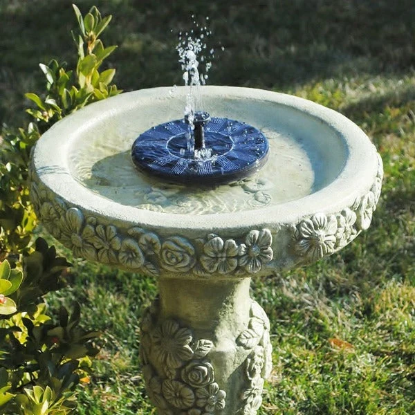 Zonne-energie Waterfontein Rond 17,5cm Zwart Drijvend Tuindecoratie Vogelbad Vijver Cascadepomp Tuin Waterornament | Sansoti
