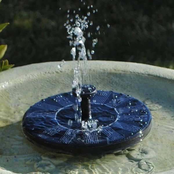 Zonne-energie Waterfontein Rond 17,5cm Zwart Drijvend Tuindecoratie Vogelbad Vijver Cascadepomp Tuin Waterornament | Sansoti