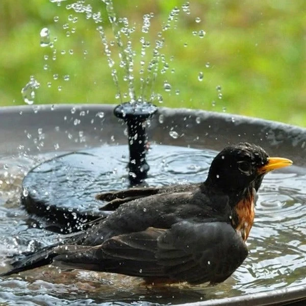 Zonne-energie Waterfontein Rond 17,5cm Zwart Drijvend Tuindecoratie Vogelbad Vijver Cascadepomp Tuin Waterornament | Sansoti