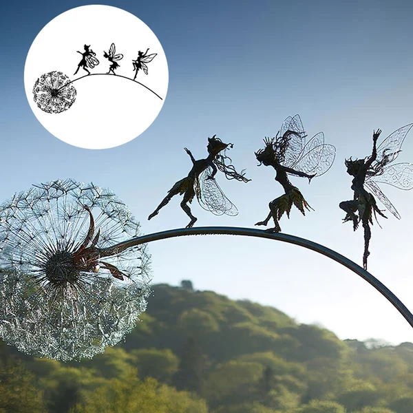 Metalen Feeën Tuinbeeld Set Weerbestendig Decoratie Tuin Terras Bloempot Sierlijk Sculptuur Fantasy Ornament | Sansoti