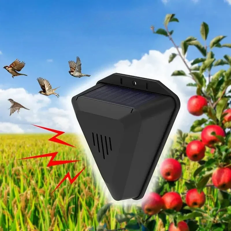 Zonne-energie Vogelafschrikker met Roofdiergeluiden voor Tuin Terras Zwembad Boomgaard Humaan Waterdicht IP55 | Sansoti