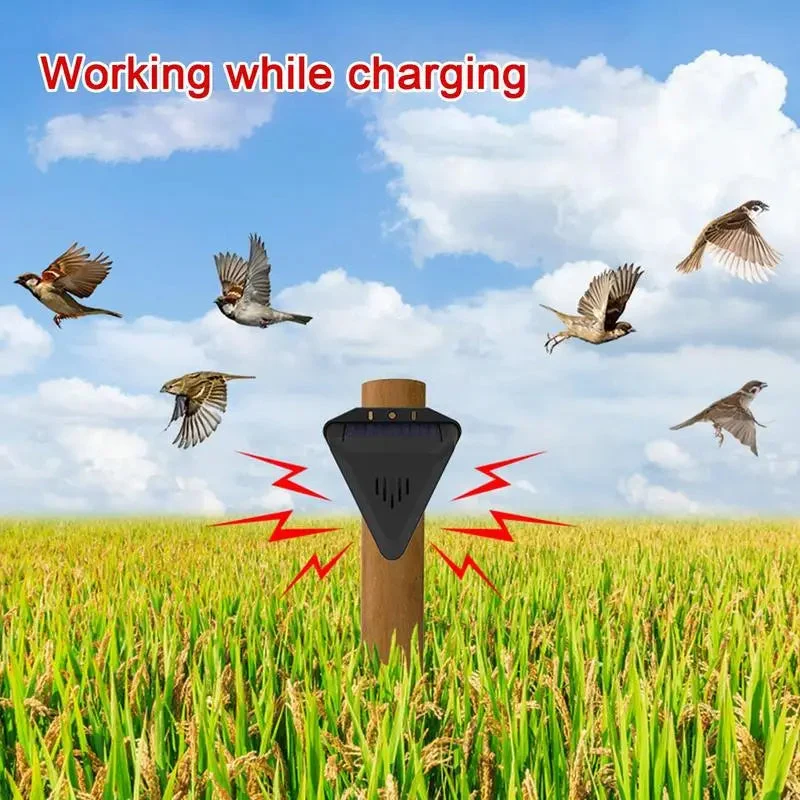 Zonne-energie Vogelafschrikker met Roofdiergeluiden voor Tuin Terras Zwembad Boomgaard Humaan Waterdicht IP55 | Sansoti