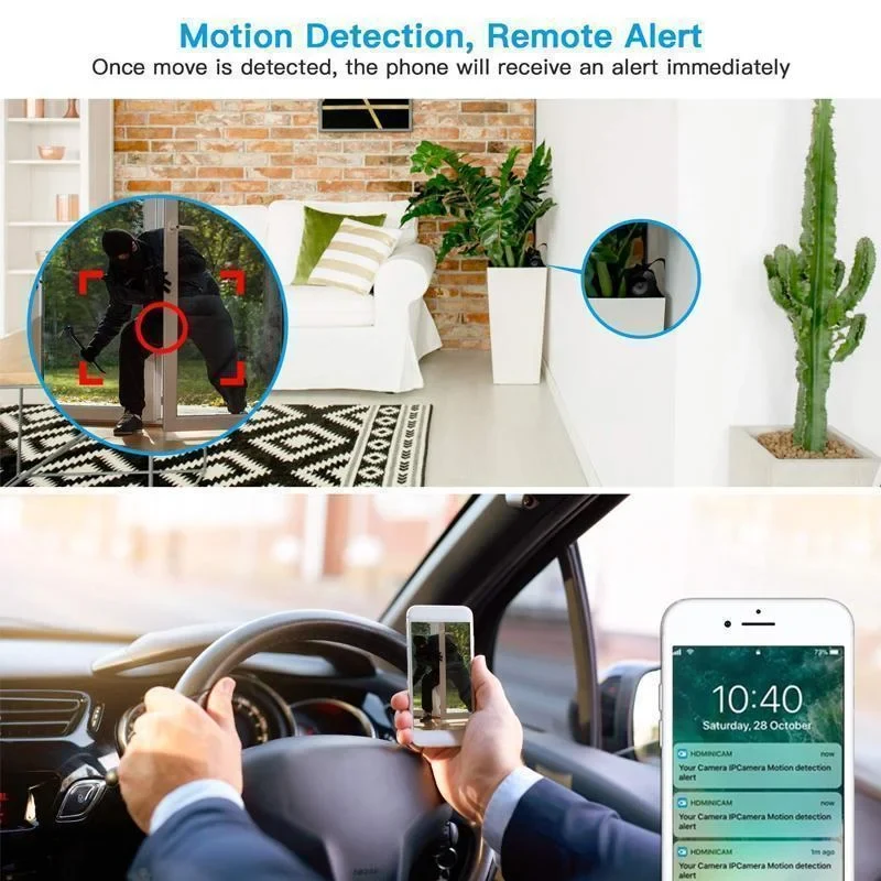 Draadloze Beveiligingscamera 1080p WiFi Magnetisch Compact Nachtzicht Thuisbeveiliging App Bediening | Sansoti