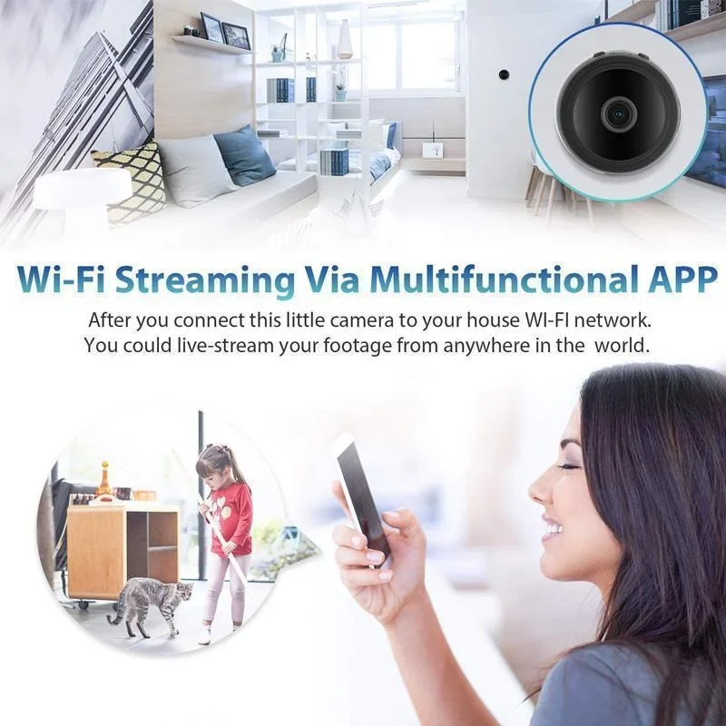 Draadloze Beveiligingscamera 1080p WiFi Magnetisch Compact Nachtzicht Thuisbeveiliging App Bediening | Sansoti