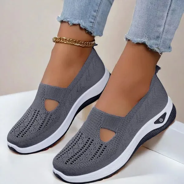 Ademende Damesschoenen met Zachte Zool Antislip Grip Comfort voor Ouderen Dagelijks Wandelen Vrije Tijd | Sansoti