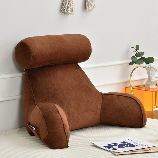 Ergonomisch Leeskussen met Armleuningen 75x45cm Fluweel Verstelbaar Bed Bank Rugsteun Comfort Ontspanning | Sansoti