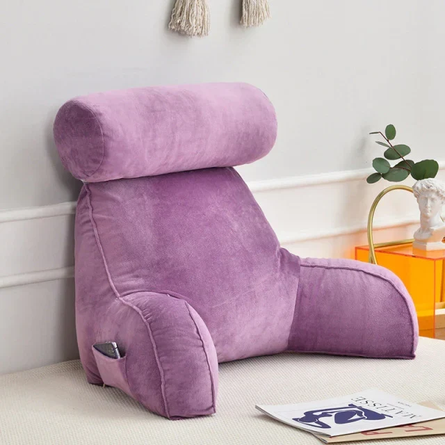 Ergonomisch Leeskussen met Armleuningen 75x45cm Fluweel Verstelbaar Bed Bank Rugsteun Comfort Ontspanning | Sansoti