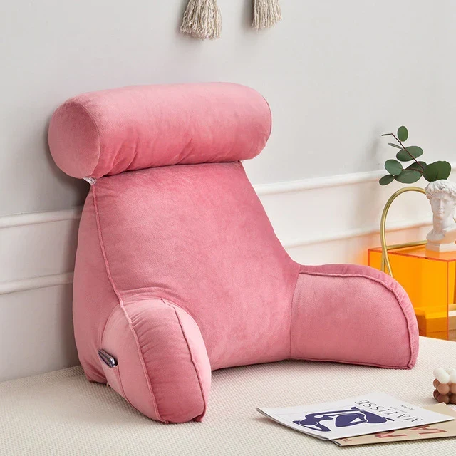 Ergonomisch Leeskussen met Armleuningen 75x45cm Fluweel Verstelbaar Bed Bank Rugsteun Comfort Ontspanning | Sansoti