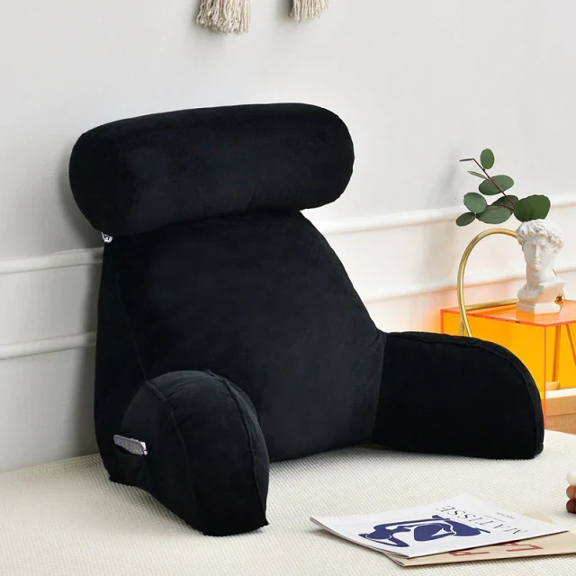 Ergonomisch Leeskussen met Armleuningen 75x45cm Fluweel Verstelbaar Bed Bank Rugsteun Comfort Ontspanning | Sansoti