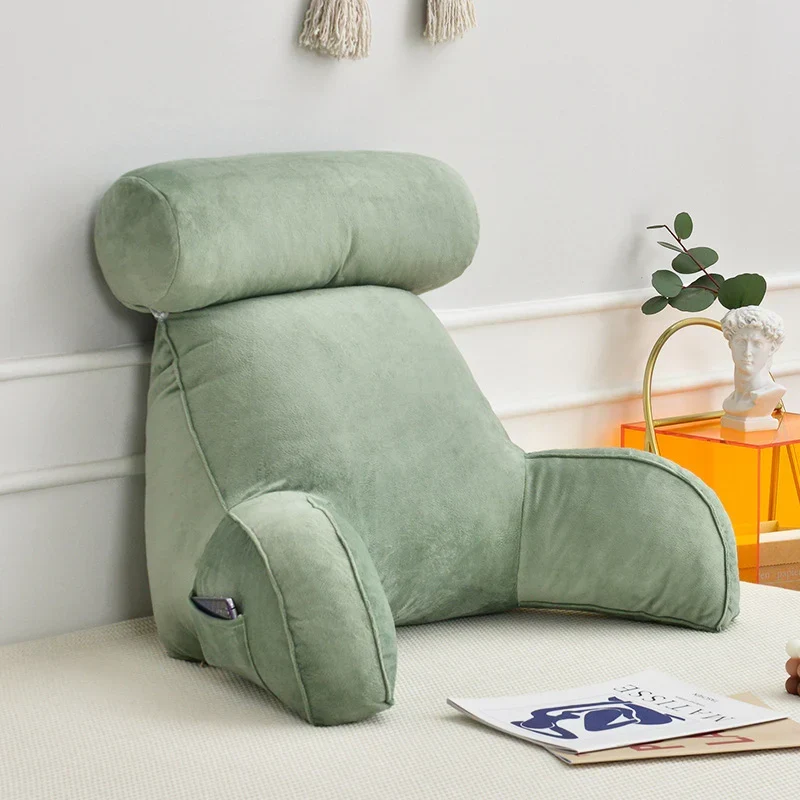 Ergonomisch Leeskussen met Armleuningen 75x45cm Fluweel Verstelbaar Bed Bank Rugsteun Comfort Ontspanning | Sansoti