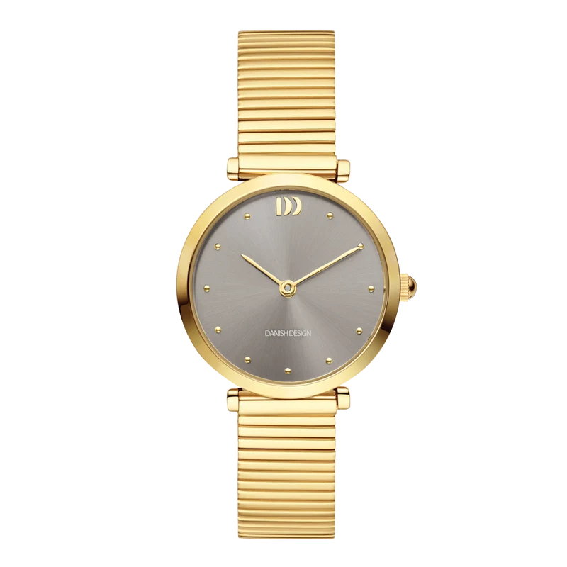 Danish Design Ava IV83Q1301 Damenuhr Grau • Mineralglas • Goldenes Edelstahlarmband