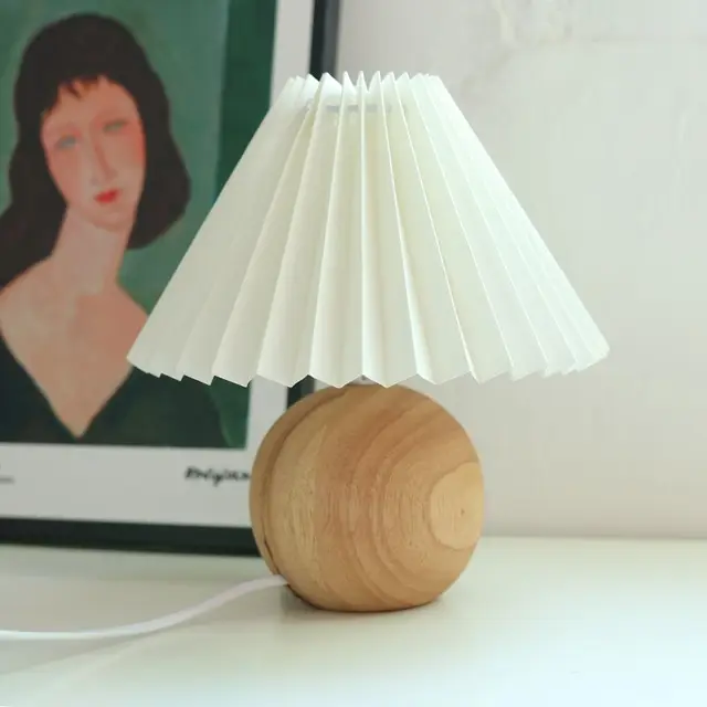 Tafellamp Vintage Met Plooikap E27 Retro Antiek 27cm Nachtkast Lamp | Sansoti