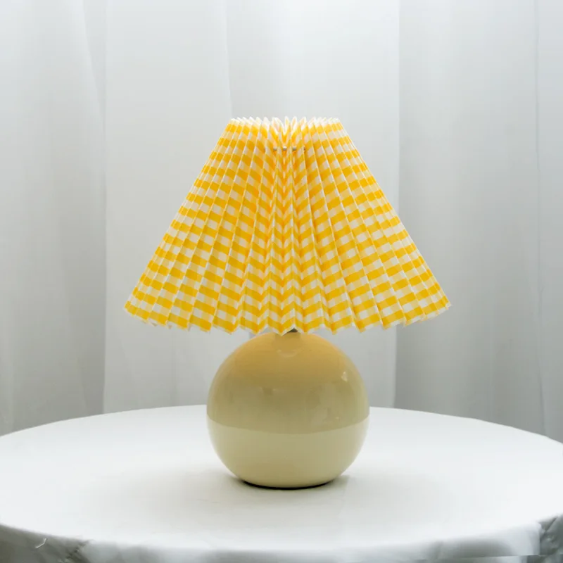 Tafellamp Vintage Met Plooikap E27 Retro Antiek 27cm Nachtkast Lamp | Sansoti