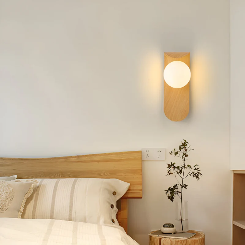 Wandlamp Hout Scandinavisch Globe LED 1 Licht 25cm Modern Design