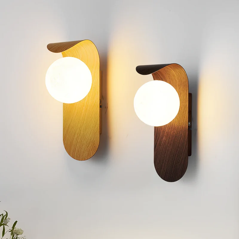 Wandlamp Hout Scandinavisch Globe LED 1 Licht 25cm Modern Design