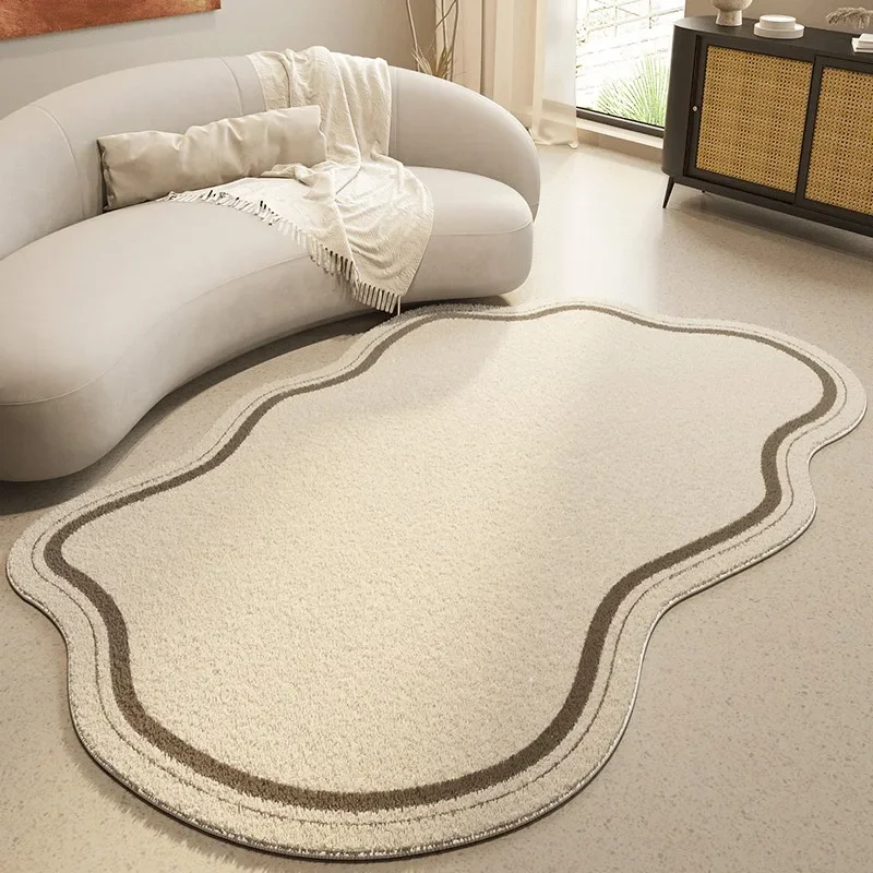 Vloerkleed Crème Organische Vorm Antislip Zacht Polyester Modern Design | Sansoti