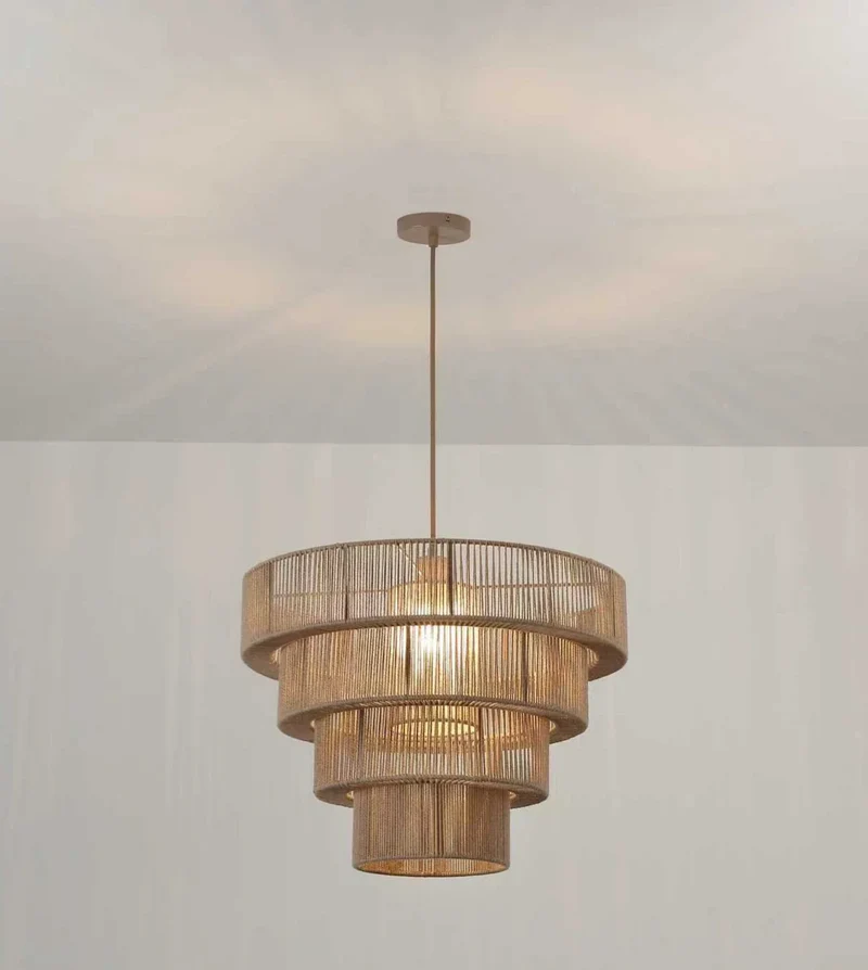 Hanglamp Gevlochten Katoen Taupe 50cm Boho Scandinavisch Verstelbaar | Sansoti