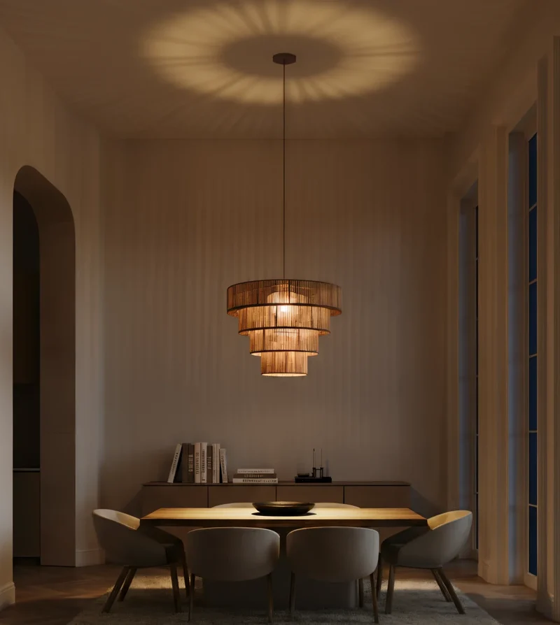 Hanglamp Gevlochten Katoen Taupe 50cm Boho Scandinavisch Verstelbaar | Sansoti