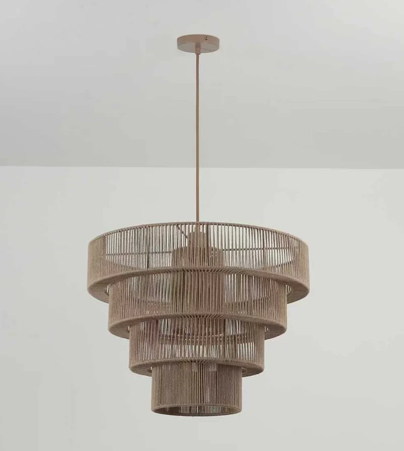 Hanglamp Gevlochten Katoen Taupe 50cm Boho Scandinavisch Verstelbaar | Sansoti