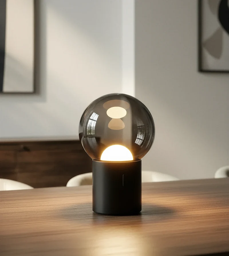 Draadloze Tafellamp LED Oplaadbaar Touch Dimbaar Glasdesign Schwarz Chrom 20cm | Sansoti